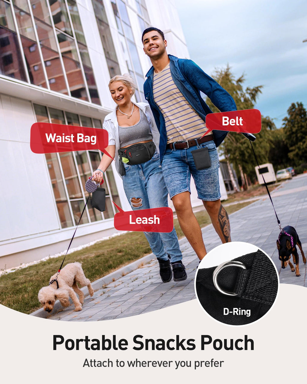 AGPTEK Dog Walking Fanny Pack with Removable Treat Pouch & Water Bottle Holders