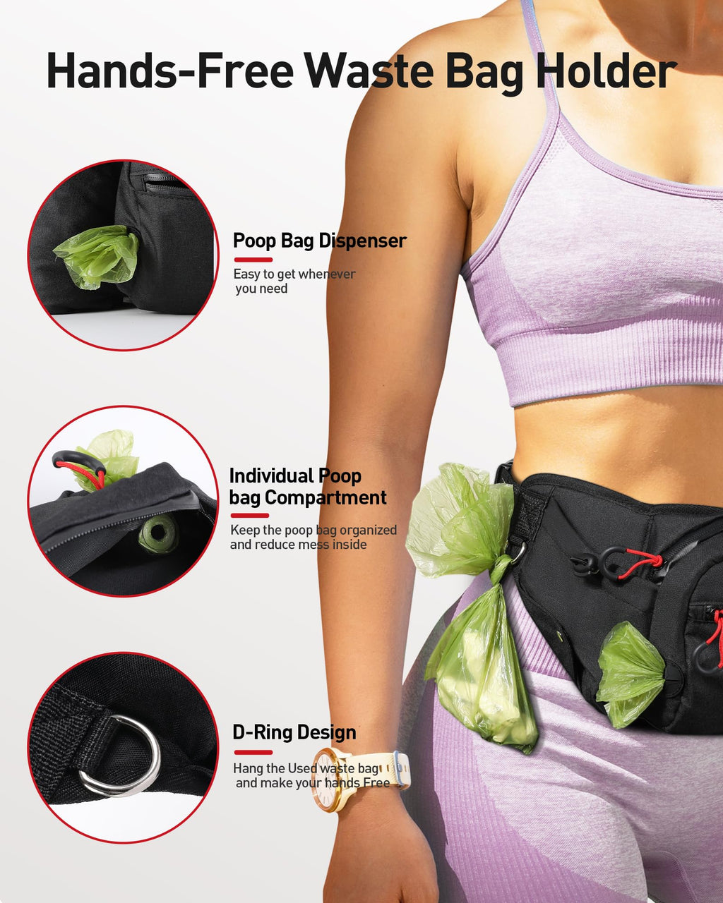 AGPTEK Dog Walking Fanny Pack with Removable Treat Pouch & Water Bottle Holders
