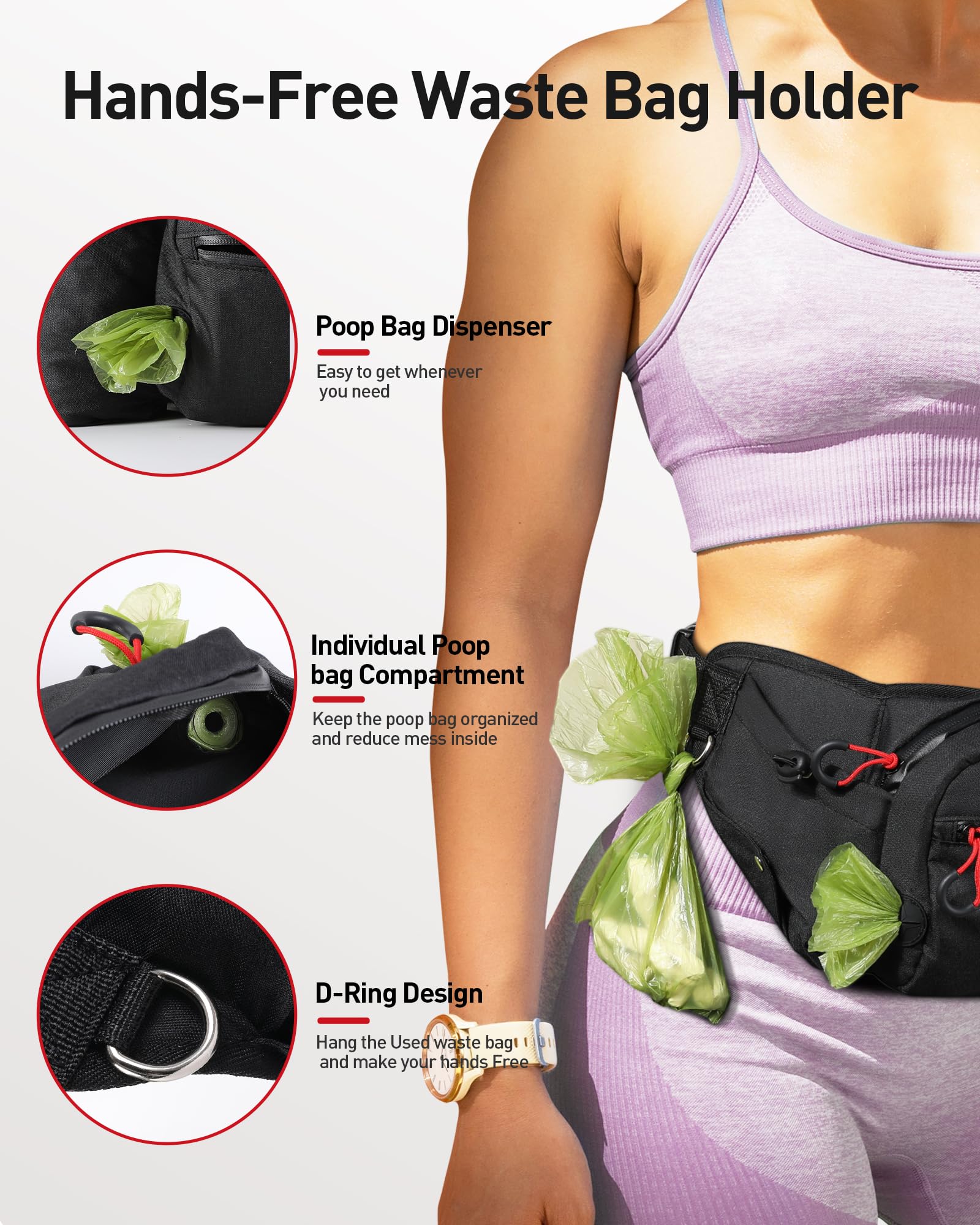 AGPTEK Dog Walking Fanny Pack with Removable Treat Pouch & Water Bottle Holders
