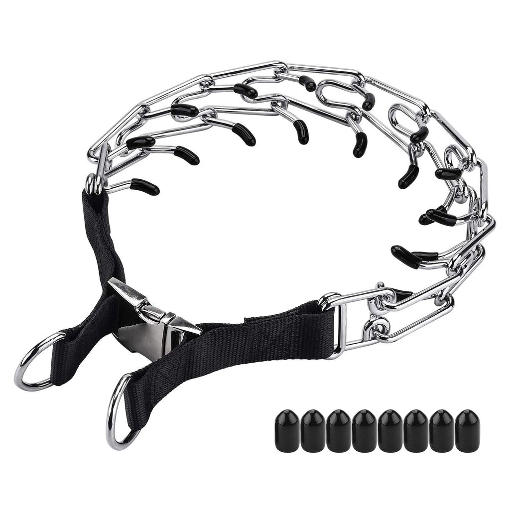 Aheasoun Dog Prong Training Collar - 19.6 Inch, Quick Release Buckle, Comfort Rubber Tips for Medium Dogs (30-70 lbs)
