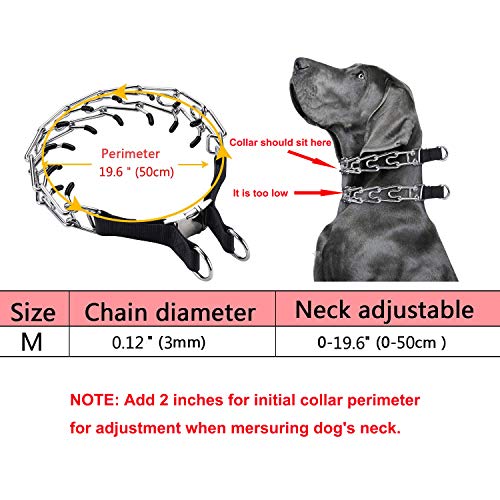 Aheasoun Dog Prong Training Collar - 19.6 Inch, Quick Release Buckle, Comfort Rubber Tips for Medium Dogs (30-70 lbs)
