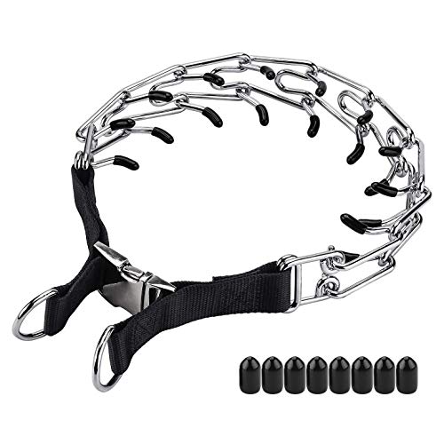 Aheasoun Dog Prong Training Collar - 19.6 Inch, Quick Release Buckle, Comfort Rubber Tips for Medium Dogs (30-70 lbs)