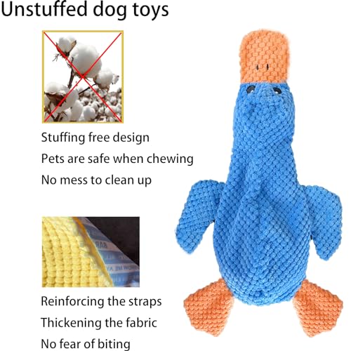 AIMETING 3-Pack No-Stuffing Squeaky Dog Toys for Large Dogs, Duck Plush with Dual Squeakers, 15.8 Inches