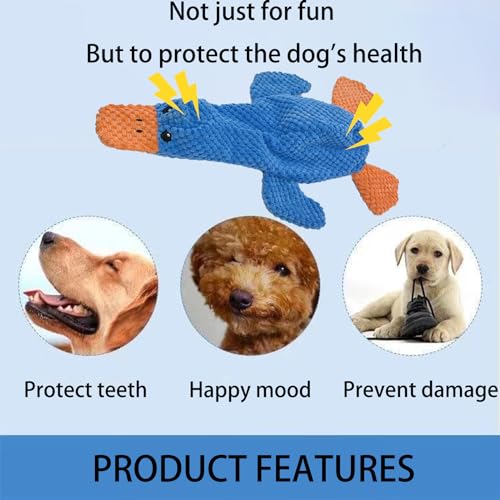 AIMETING 3-Pack No-Stuffing Squeaky Dog Toys for Large Dogs, Duck Plush with Dual Squeakers, 15.8 Inches