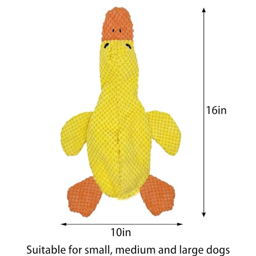 AIMETING 3-Pack No-Stuffing Squeaky Dog Toys for Large Dogs, Duck Plush with Dual Squeakers, 15.8 Inches