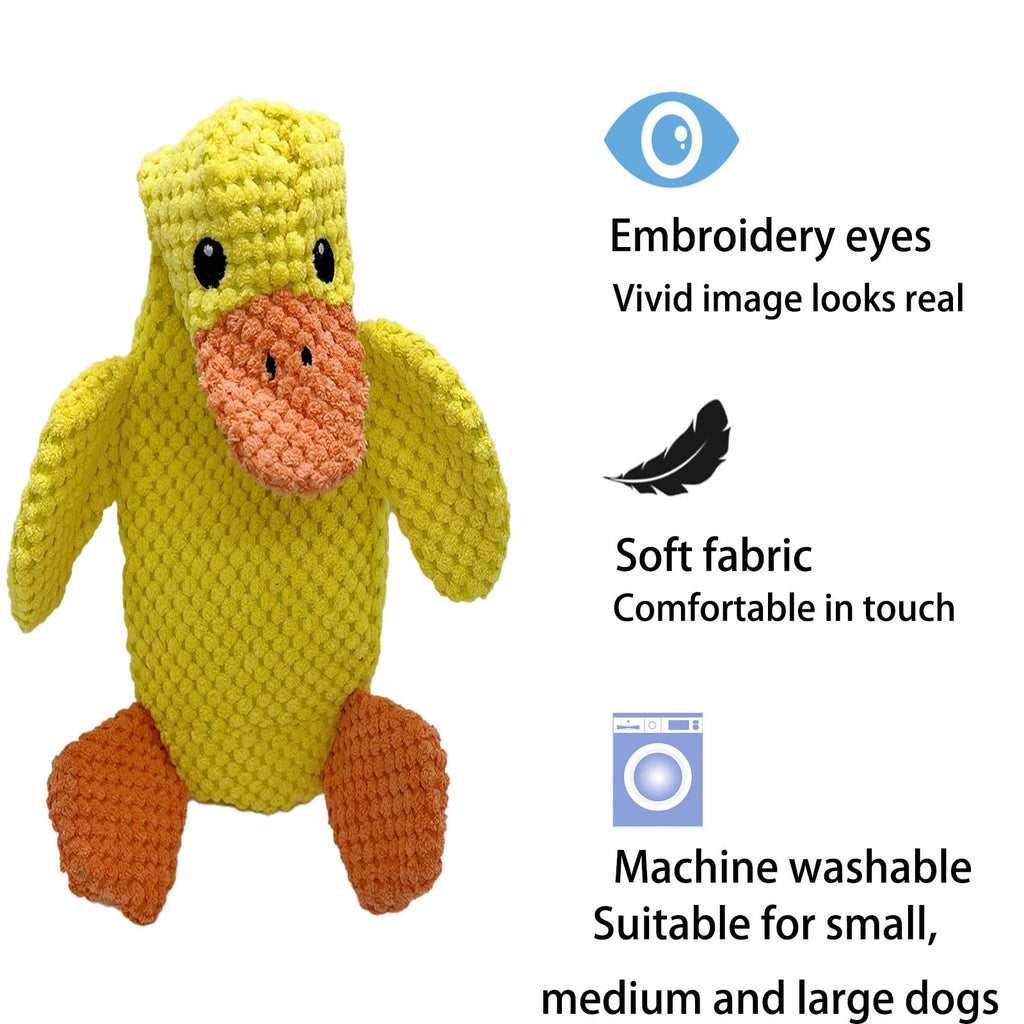 AIMETING 3-Pack No-Stuffing Squeaky Dog Toys for Large Dogs, Duck Plush with Dual Squeakers, 15.8 Inches