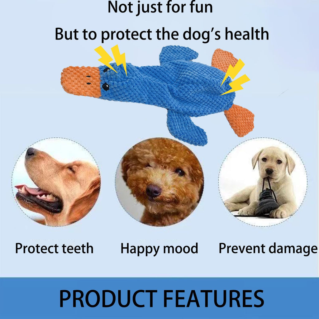 AIMETING 3-Pack No-Stuffing Squeaky Dog Toys for Large Dogs, Duck Plush with Dual Squeakers, 15.8 Inches