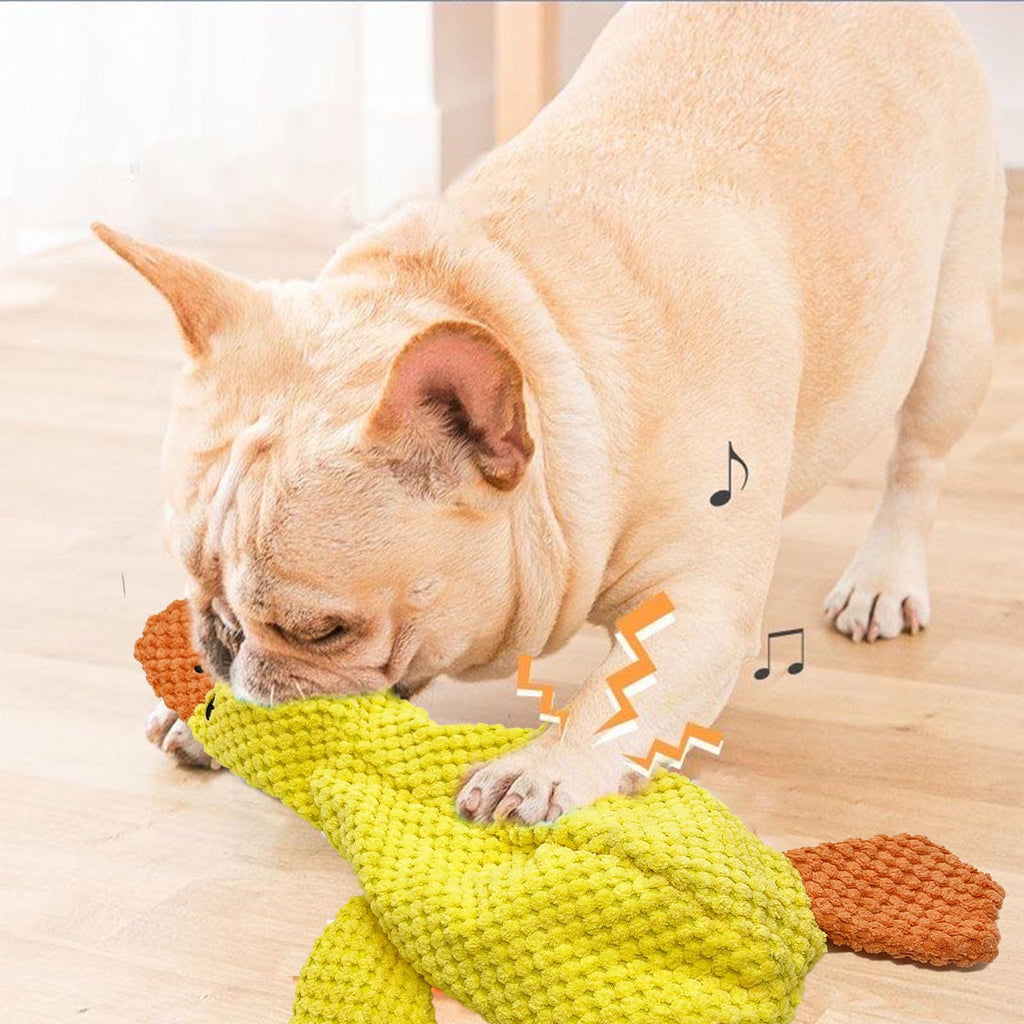AIMETING 3-Pack No-Stuffing Squeaky Dog Toys for Large Dogs, Duck Plush with Dual Squeakers, 15.8 Inches