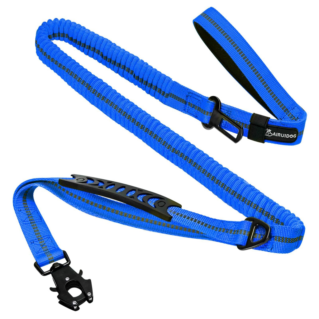 AIRUIDOG Blue Tactical Dog Leash 4-6FT: Shock Absorbing Bungee with Two Padded Handles & Metal Carabiner