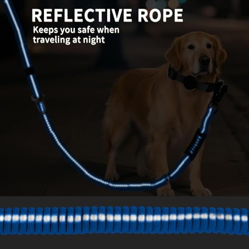 AIRUIDOG Blue Tactical Dog Leash 4-6FT: Shock Absorbing Bungee with Two Padded Handles & Metal Carabiner