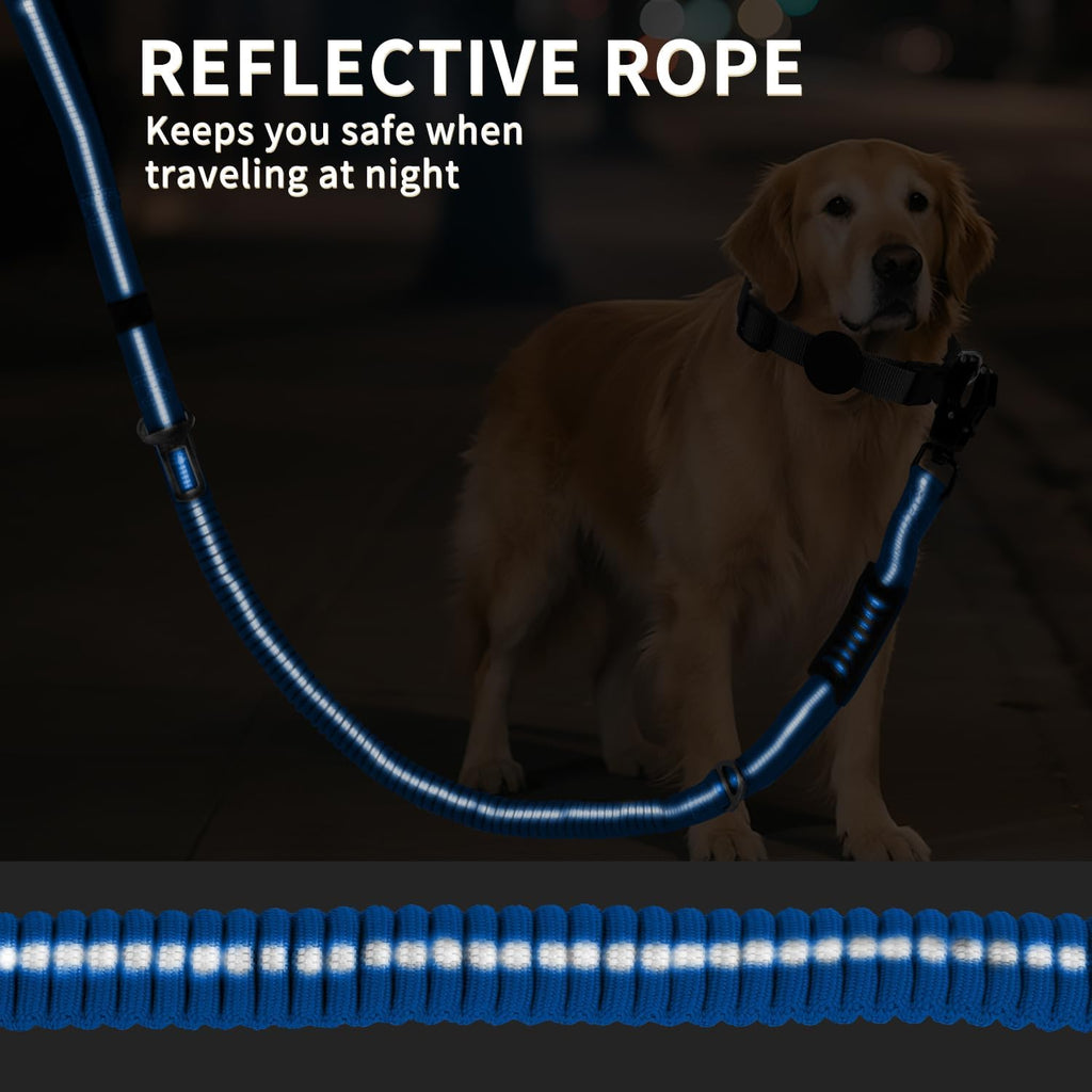 AIRUIDOG Blue Tactical Dog Leash 4-6FT: Shock Absorbing Bungee with Two Padded Handles & Metal Carabiner