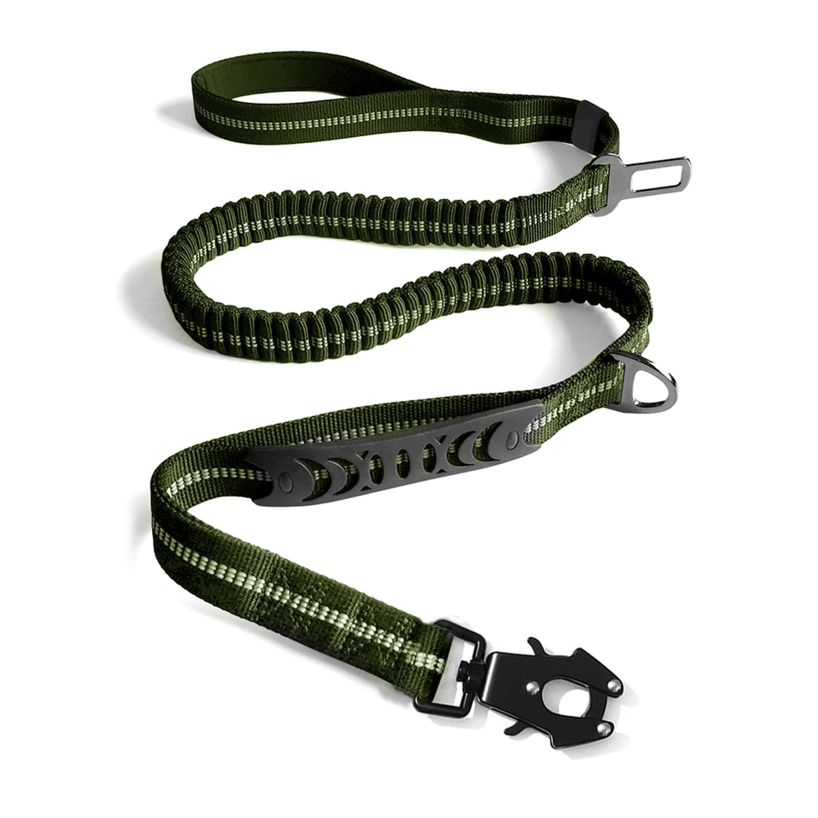 AIRUIDOG Heavy Duty Tactical Dog Leash 4-6FT - Shock Absorbing Bungee with 2 Padded Handles, 360° Frog Clip, Reflective No-Pull Leash for Medium/Large Dogs (Army Green)