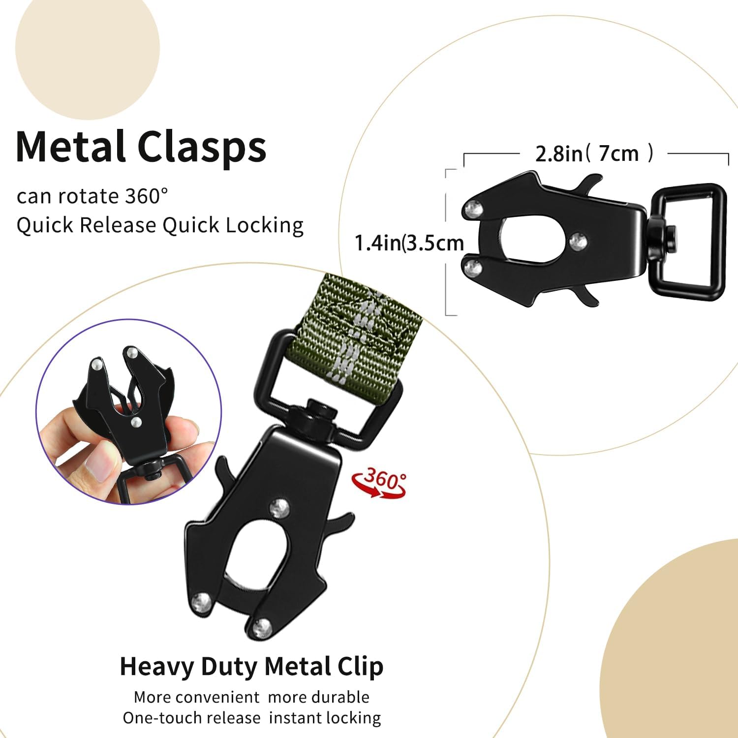 AIRUIDOG Heavy Duty Tactical Dog Leash 4-6FT - Shock Absorbing Bungee with 2 Padded Handles, 360° Frog Clip, Reflective No-Pull Leash for Medium/Large Dogs (Army Green)