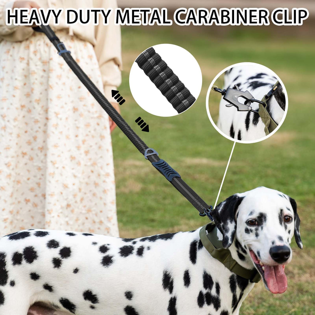 AIRUIDOG Heavy Duty Tactical Dog Leash, 4-6FT Shock Absorbing Bungee with 2 Padded Handles, Reflective No-Pull for Medium/Large Dogs