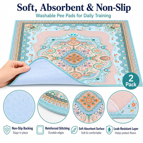 Aitmexcn 36x36 Washable Pee Pads for Dogs, 2 Pack Reusable with Non-Slip Rubber Backing, Super Absorbent Cotton Housebreaking Pads