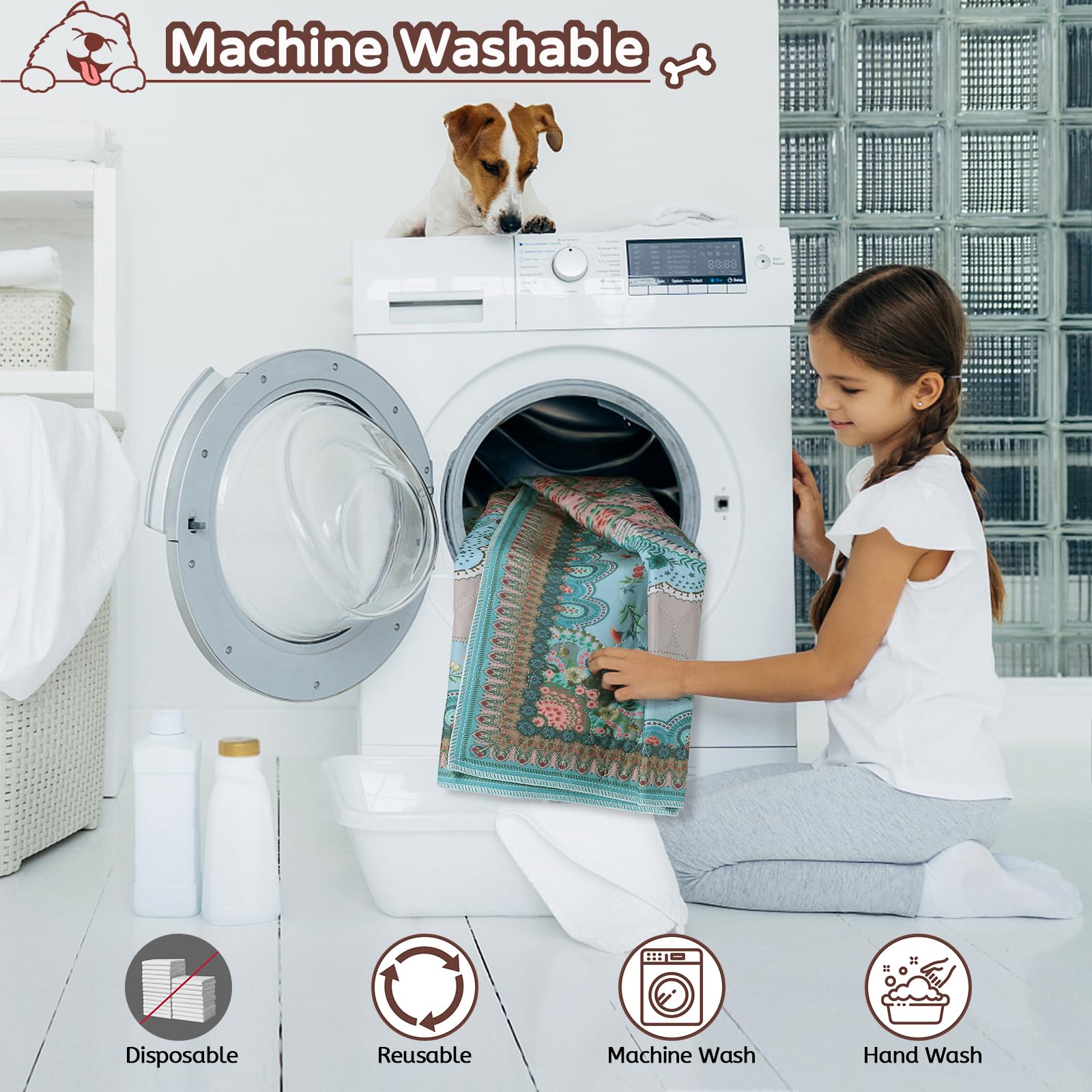 Aitmexcn 36x36 Washable Pee Pads for Dogs, 2 Pack Reusable with Non-Slip Rubber Backing, Super Absorbent Cotton Housebreaking Pads