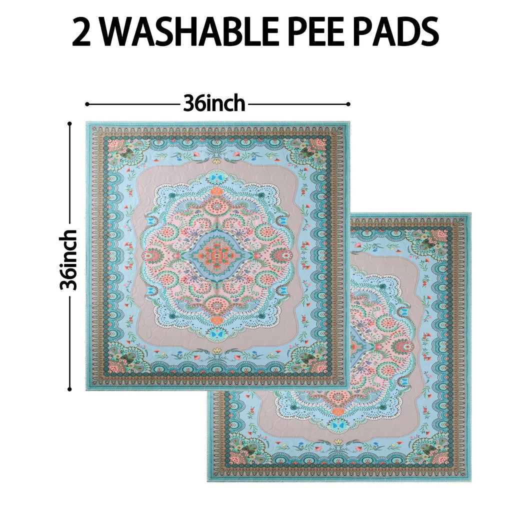 Aitmexcn 36x36 Washable Pee Pads for Dogs, 2 Pack Reusable with Non-Slip Rubber Backing, Super Absorbent Cotton Housebreaking Pads