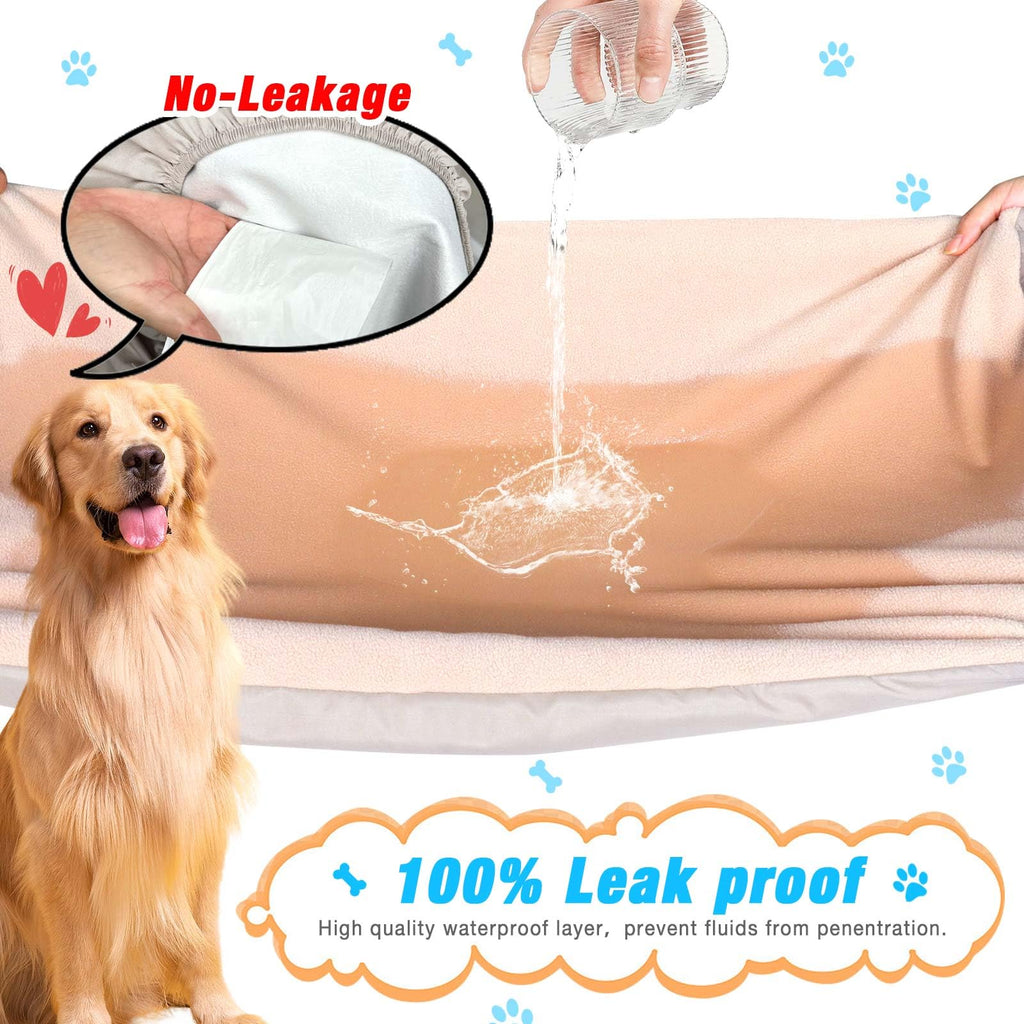 ALWZ-RDY Waterproof Dog Bed Covers Replacement – 2 Pack, 42" x 28", Beige, Noiseless & Elastic Band Design