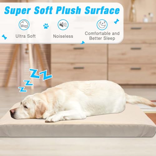 ALWZ-RDY Waterproof Dog Bed Covers Replacement – 2 Pack, 42" x 28", Beige, Noiseless & Elastic Band Design