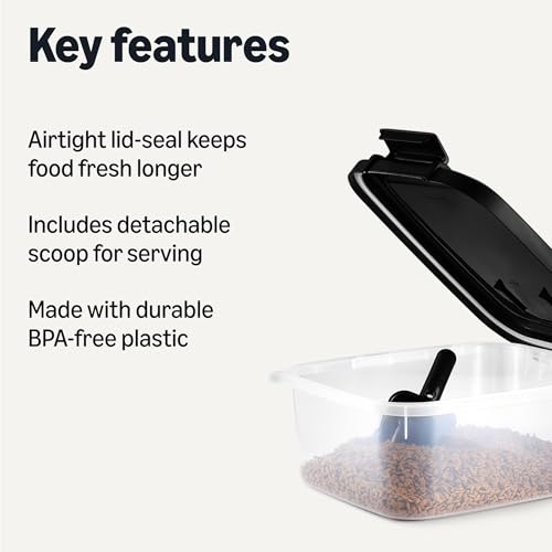 Amazon Basics 10 lb Pet Food Storage Container – BPA-Free, Secure Seal, Scoop Included