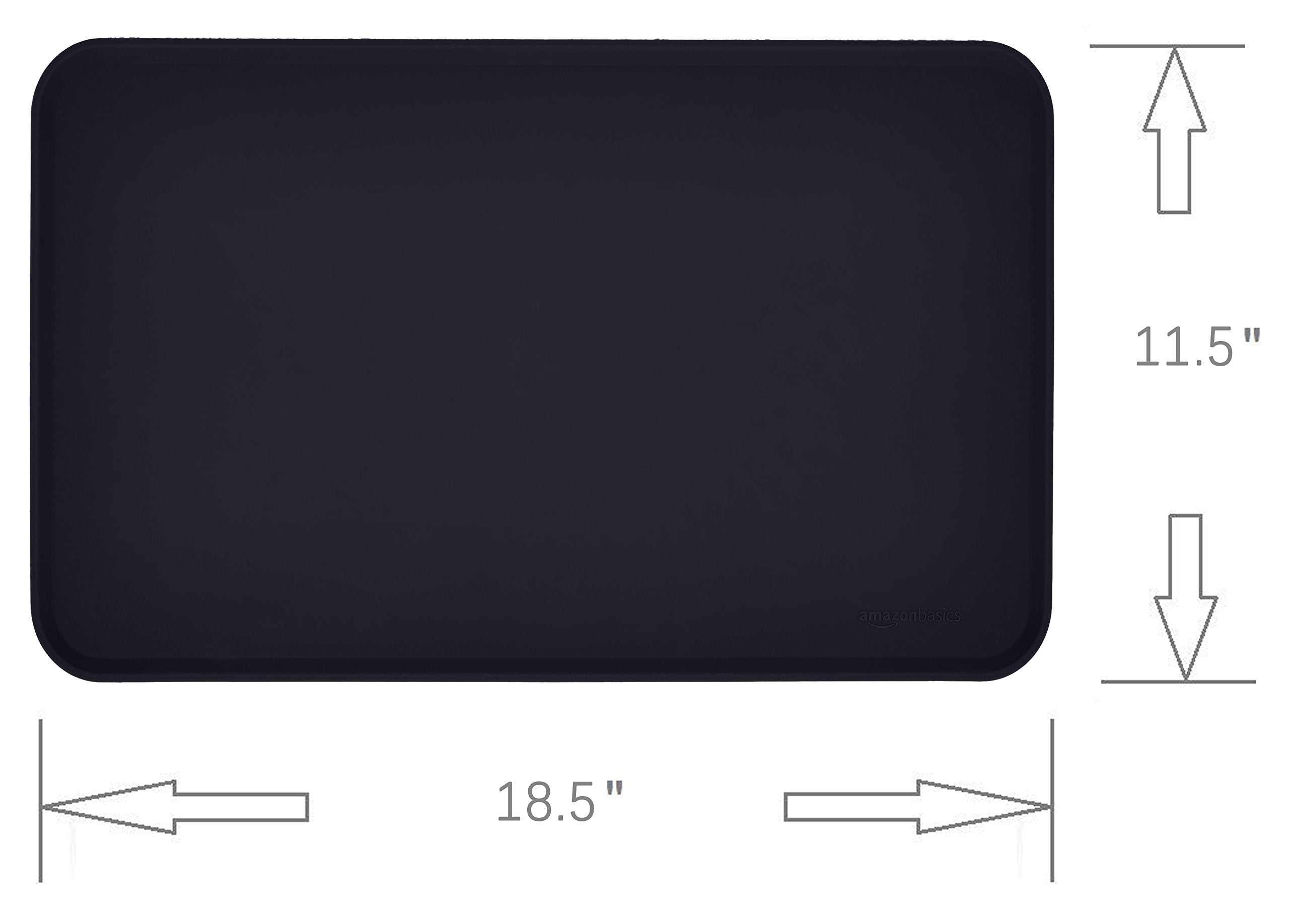 Amazon Basics 2-Pack Black Silicone Pet Food Mat, Waterproof and Anti-Slip, 18.5 x 11.5 Inches