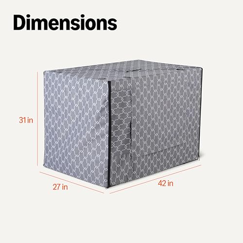 Amazon Basics Dog Crate Cover for 42-Inch Wire Crates – Heavy-Duty with Zippered Panels, Recycled Polyester