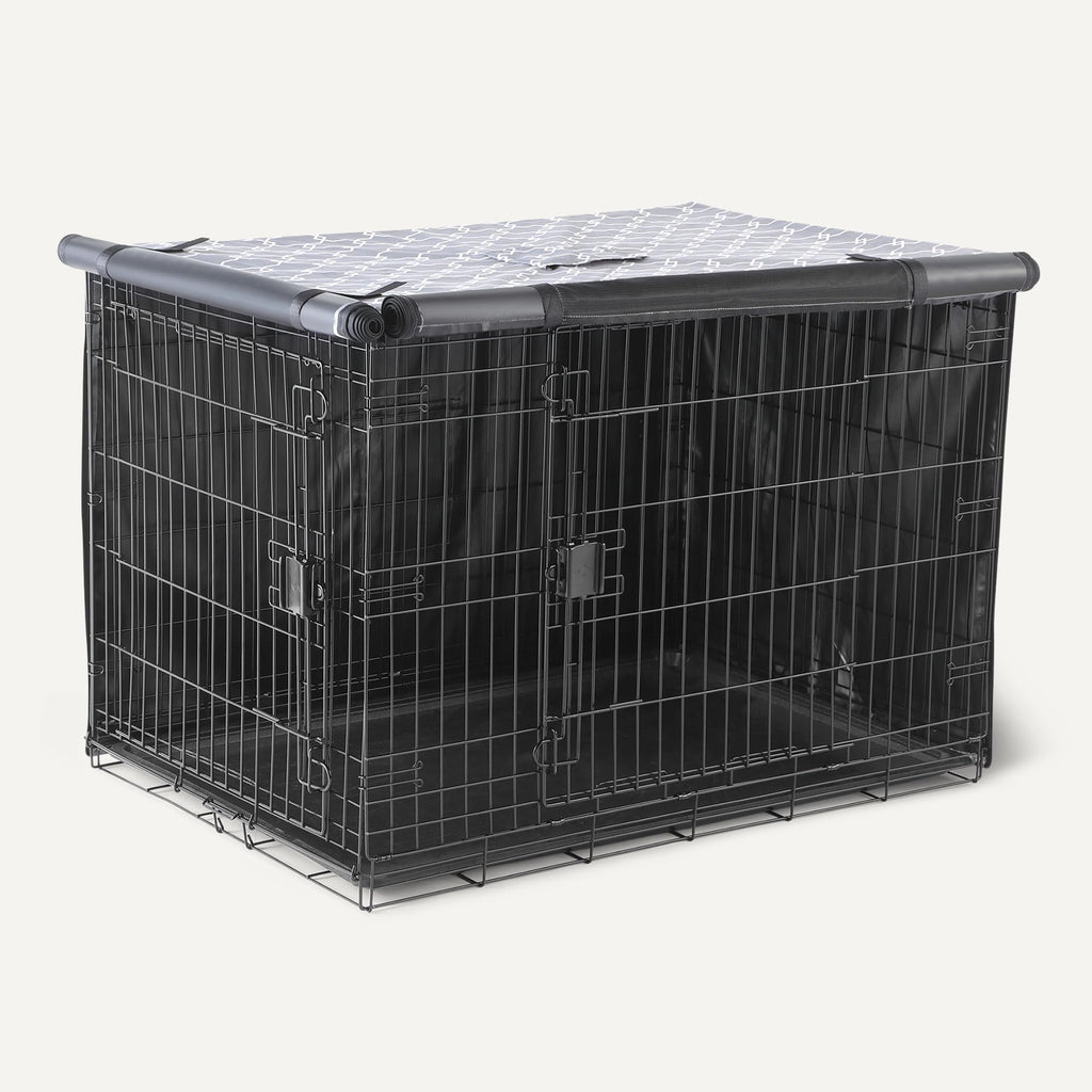 Amazon Basics Dog Crate Cover for 42-Inch Wire Crates – Heavy-Duty with Zippered Panels, Recycled Polyester
