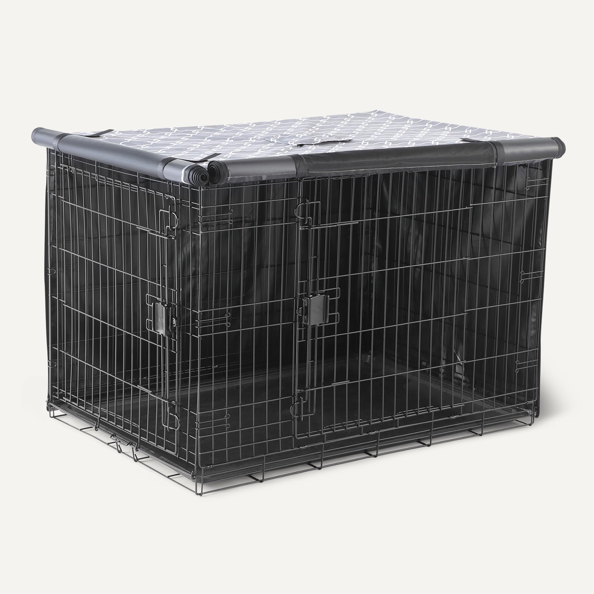Amazon Basics Dog Crate Cover for 42-Inch Wire Crates – Heavy-Duty with Zippered Panels, Recycled Polyester