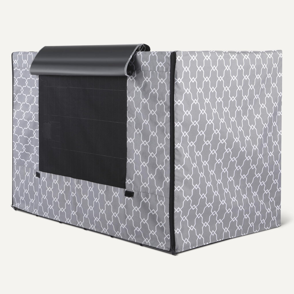 Amazon Basics Dog Crate Cover for 42-Inch Wire Crates – Heavy-Duty with Zippered Panels, Recycled Polyester