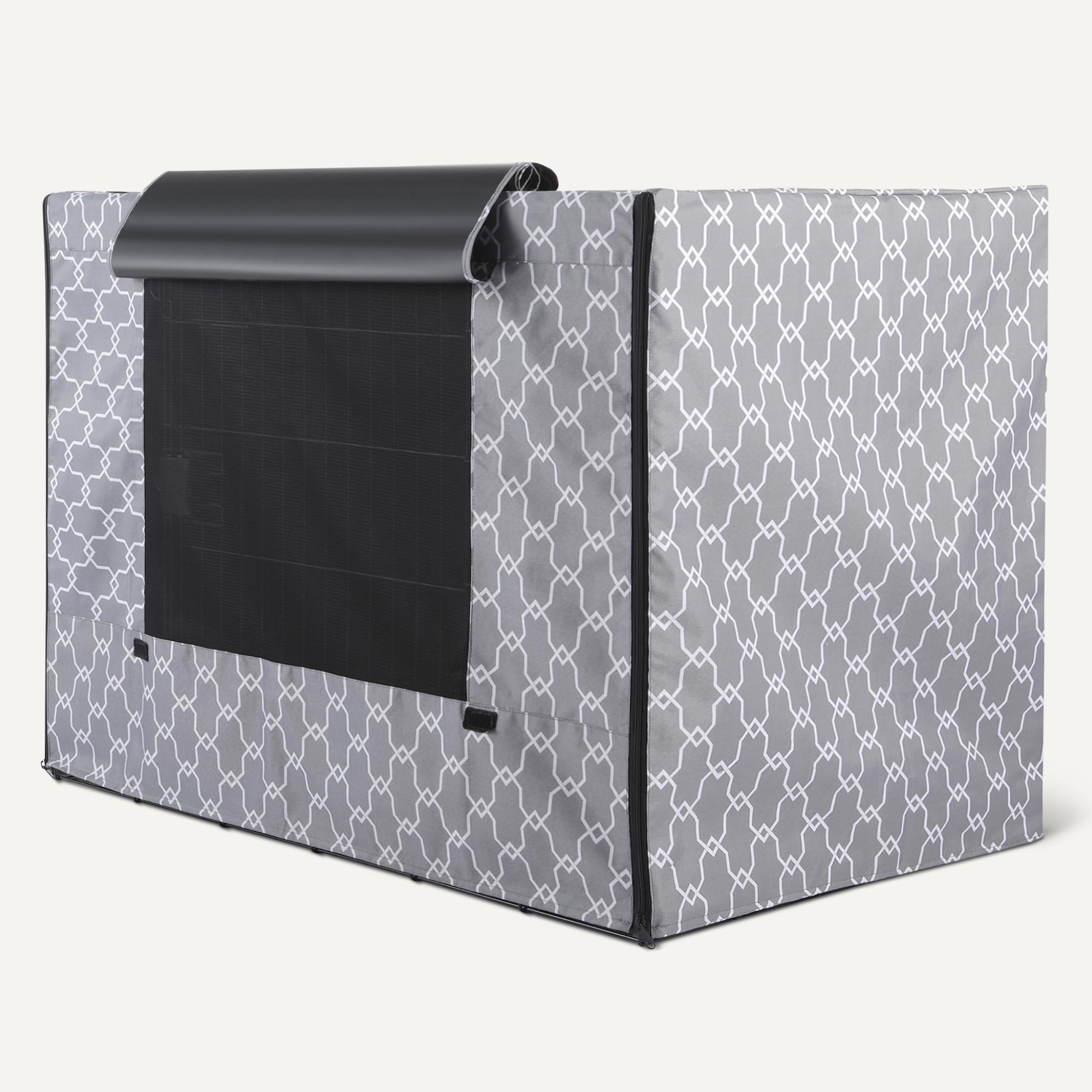 Amazon Basics Dog Crate Cover for 42-Inch Wire Crates – Heavy-Duty with Zippered Panels, Recycled Polyester
