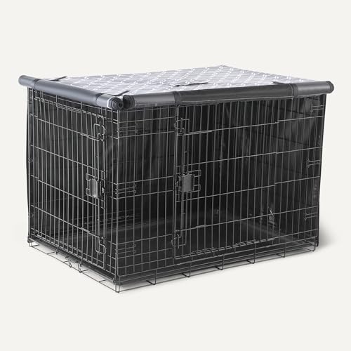 Amazon Basics Dog Crate Cover for 42-Inch Wire Crates – Heavy-Duty with Zippered Panels, Recycled Polyester