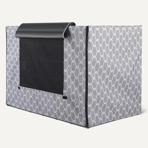 Amazon Basics Dog Crate Cover for 42-Inch Wire Crates – Heavy-Duty with Zippered Panels, Recycled Polyester