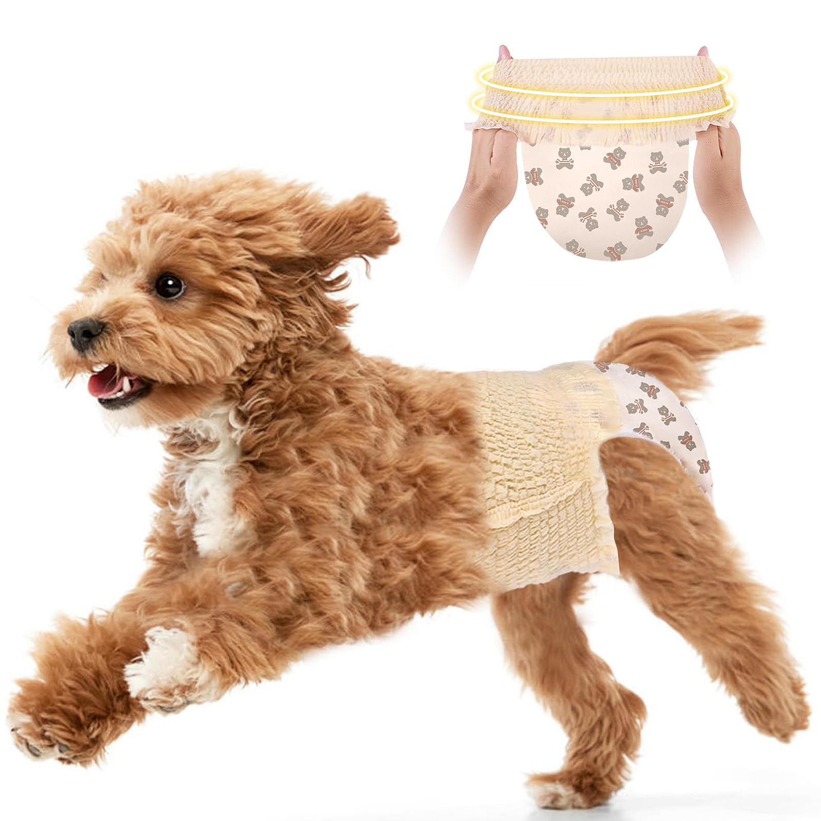 Ambreview Disposable Dog Diapers for Female - XL Size Pull-Up with Stretchy Waist, 10 Count - Super Absorbent and Leak-Proof