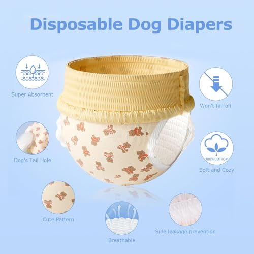 Ambreview Disposable Dog Diapers for Female - XL Size Pull-Up with Stretchy Waist, 10 Count - Super Absorbent and Leak-Proof