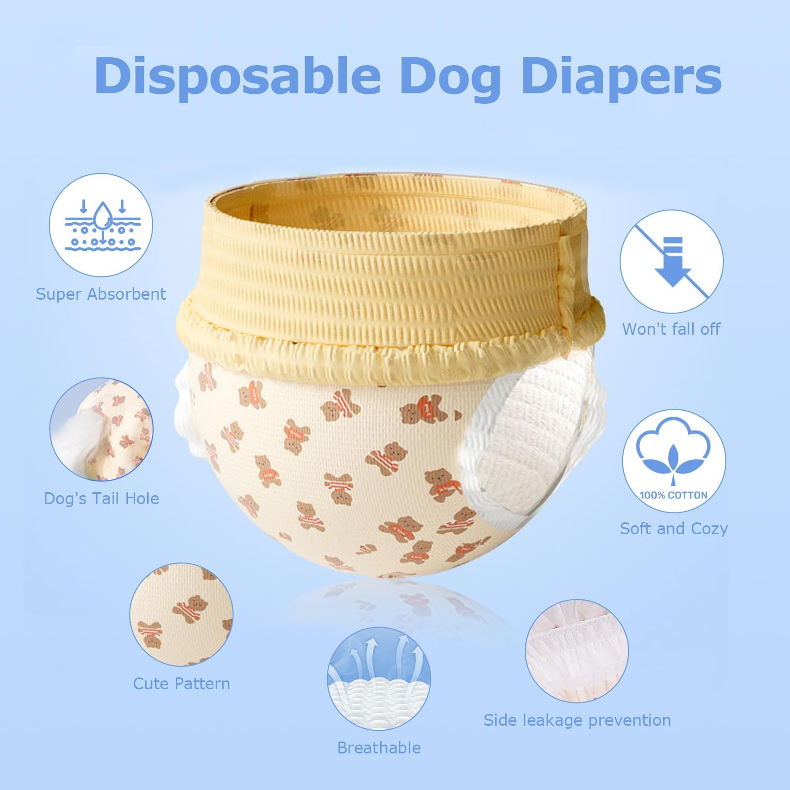 Ambreview Disposable Dog Diapers for Female - XL Size Pull-Up with Stretchy Waist, 10 Count - Super Absorbent and Leak-Proof