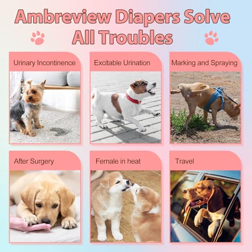 Ambreview Disposable Dog Diapers for Female Dogs, XL (10 Count) – Pull-Up Design with Strong Absorbency