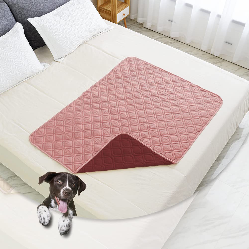 Ameritex Reversible Waterproof Dog Bed Cover – Microfiber Pet Blanket, Pink and Burgundy, 70 x 30 Inches