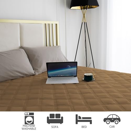 Ameritex Waterproof Dog Bed Cover – Camel Microfiber Blanket with Anti-Slip Back