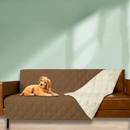 Ameritex Waterproof Dog Bed Cover – Camel Microfiber Blanket with Anti-Slip Back