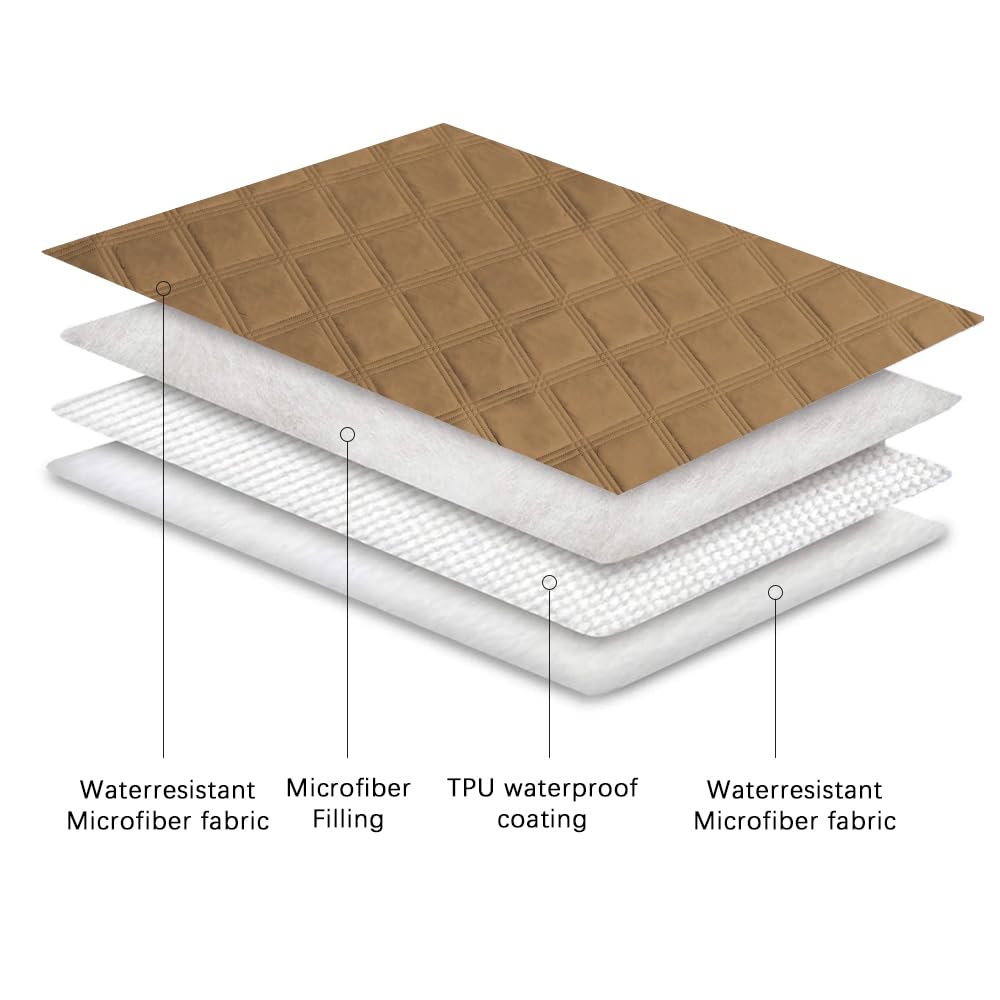 Ameritex Waterproof Dog Bed Cover – Camel Microfiber Blanket with Anti-Slip Back