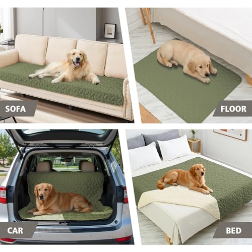 Ameritex Waterproof Pet Bed Cover 30x70 Inch Green - Anti-Slip Dog Blanket for Sofa and Furniture