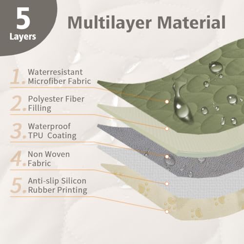 Ameritex Waterproof Pet Bed Cover 30x70 Inch Green - Anti-Slip Dog Blanket for Sofa and Furniture