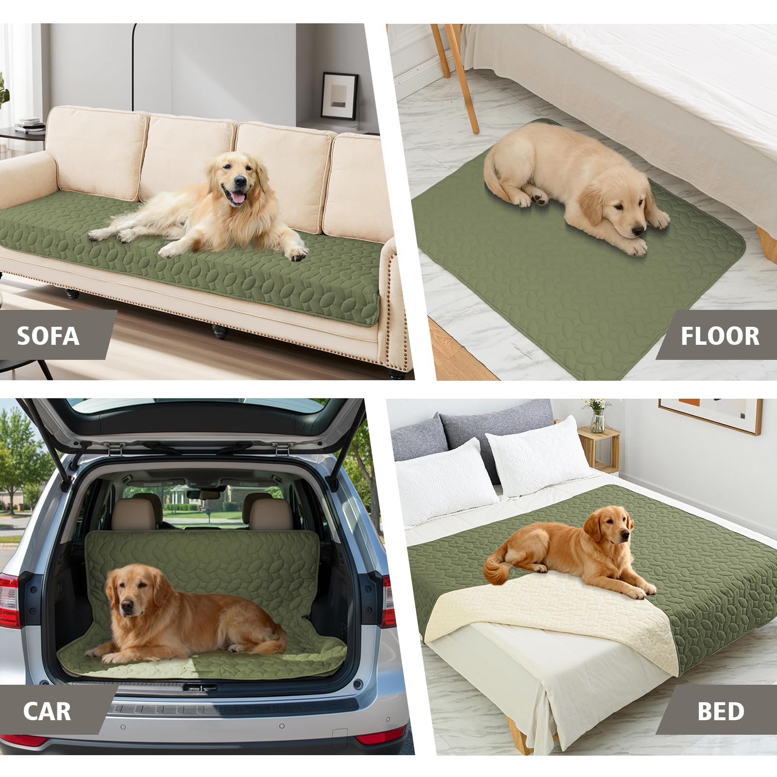 Ameritex Waterproof Pet Bed Cover 30x70 Inch Green - Anti-Slip Dog Blanket for Sofa and Furniture