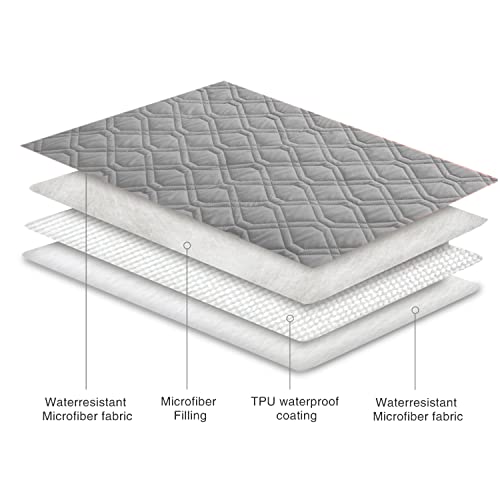 Ameritex Waterproof Reversible Dog Bed Cover - Light Grey Microfiber Blanket for Sofa, Couch, Bed