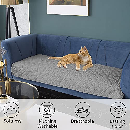 Ameritex Waterproof Reversible Dog Bed Cover - Light Grey Microfiber Blanket for Sofa, Couch, Bed
