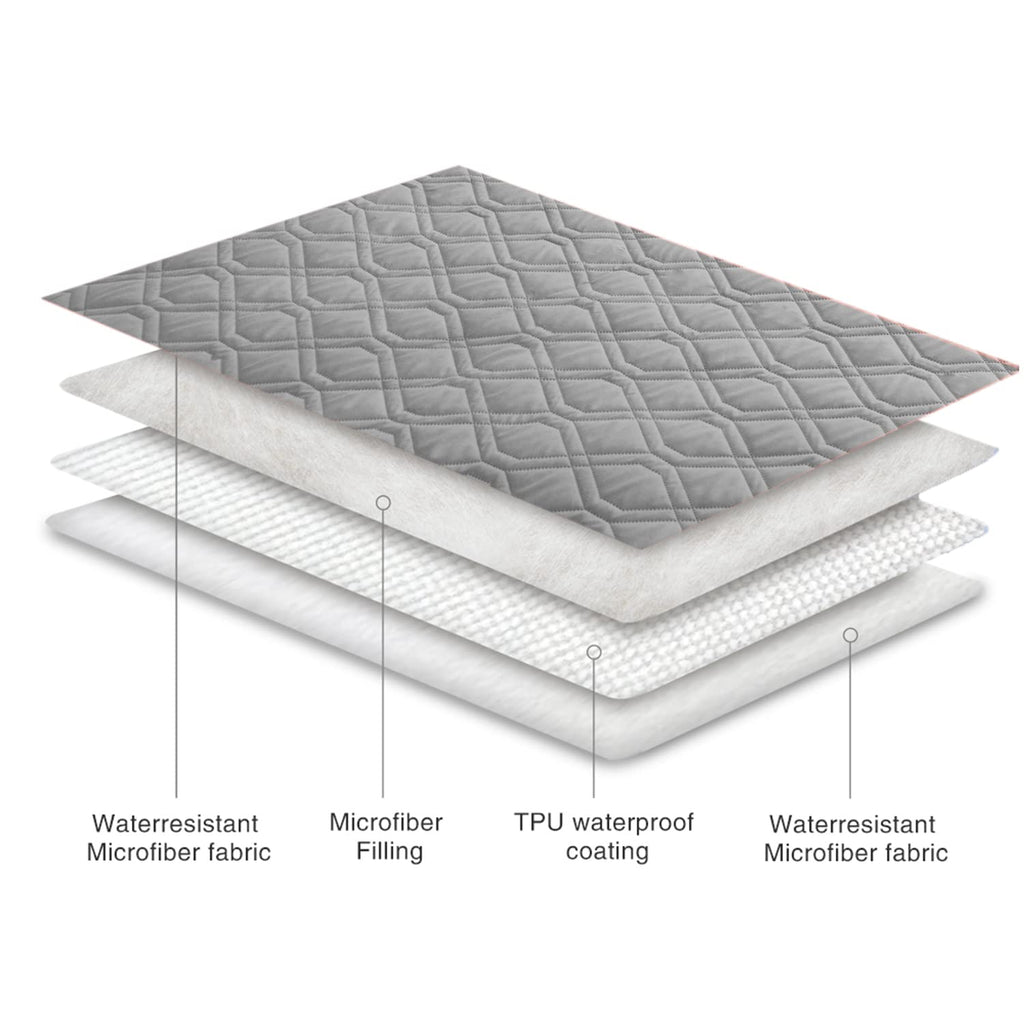 Ameritex Waterproof Reversible Dog Bed Cover - Light Grey Microfiber Blanket for Sofa, Couch, Bed