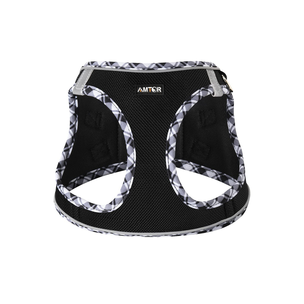 AMTOR Dog Harness with Leash Set, No Pull Reflective Step-in Harness for X-Large Dogs, Black/White, Chest 18.5-21 Inches