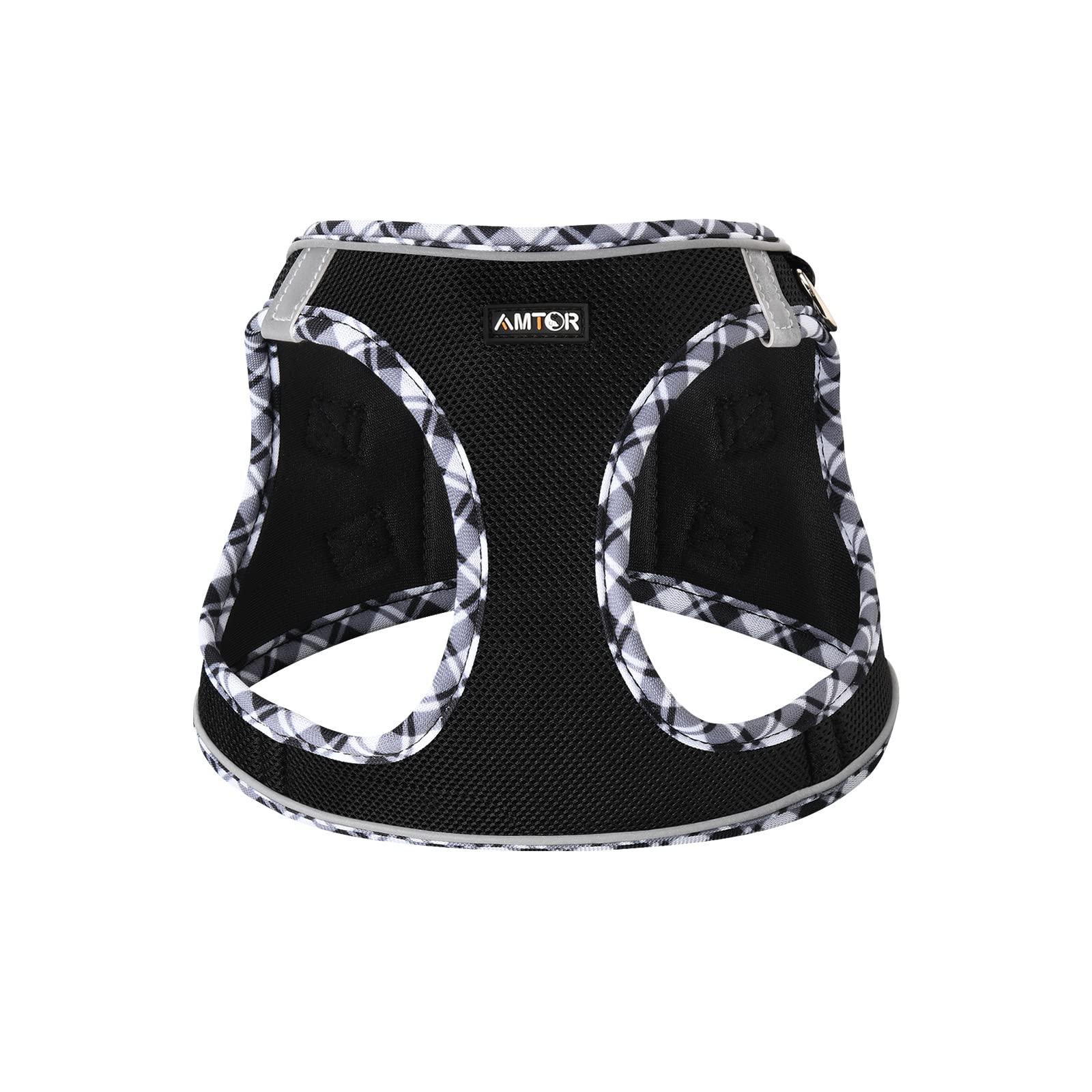 AMTOR Dog Harness with Leash Set, No Pull Reflective Step-in Harness for X-Large Dogs, Black/White, Chest 18.5-21 Inches
