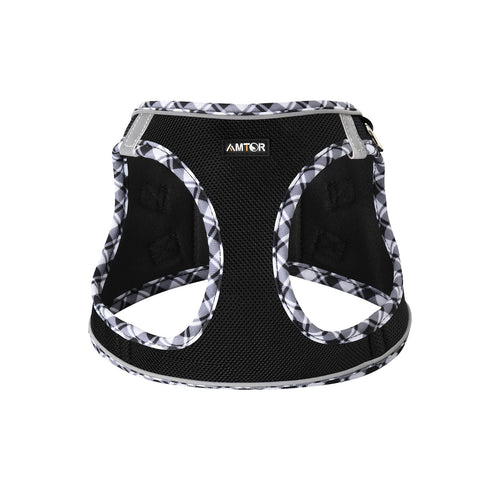 AMTOR Dog Harness with Leash Set, No Pull Reflective Step-in Harness for X-Large Dogs, Black/White, Chest 18.5-21 Inches