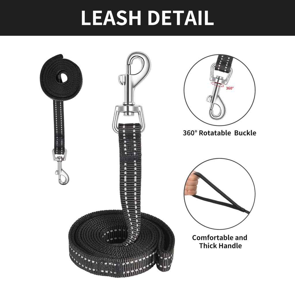 AMTOR Dog Harness with Leash Set, No Pull Reflective Step-in Harness for X-Large Dogs, Black/White, Chest 18.5-21 Inches